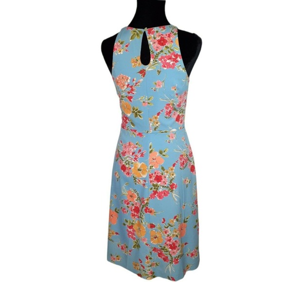MOSCHINO Cheap and Chic Bright Floral Dress Knee Length Blue Pink Yellow US 8 - Picture 3 of 9